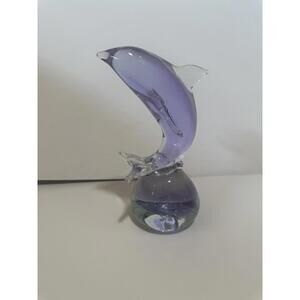 VTG Neodymium Alexandrite Glass Dolphin Figurine Color-Changing Purple Blue